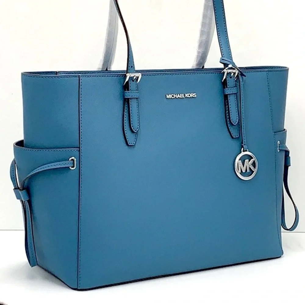MICHAEL KORS Gilly Large Saffiano Leather Tote Bag TEAL COLOR